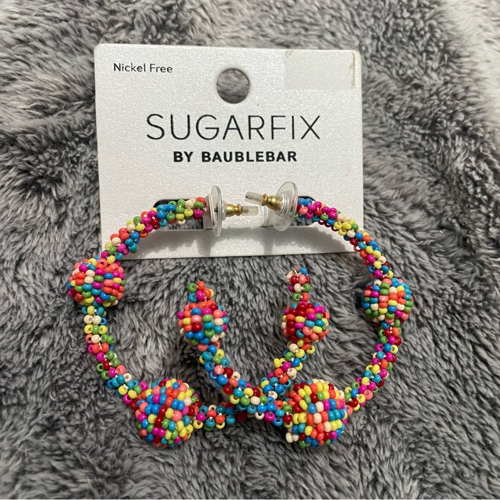 Sugarfix colorful beaded hoop earrings